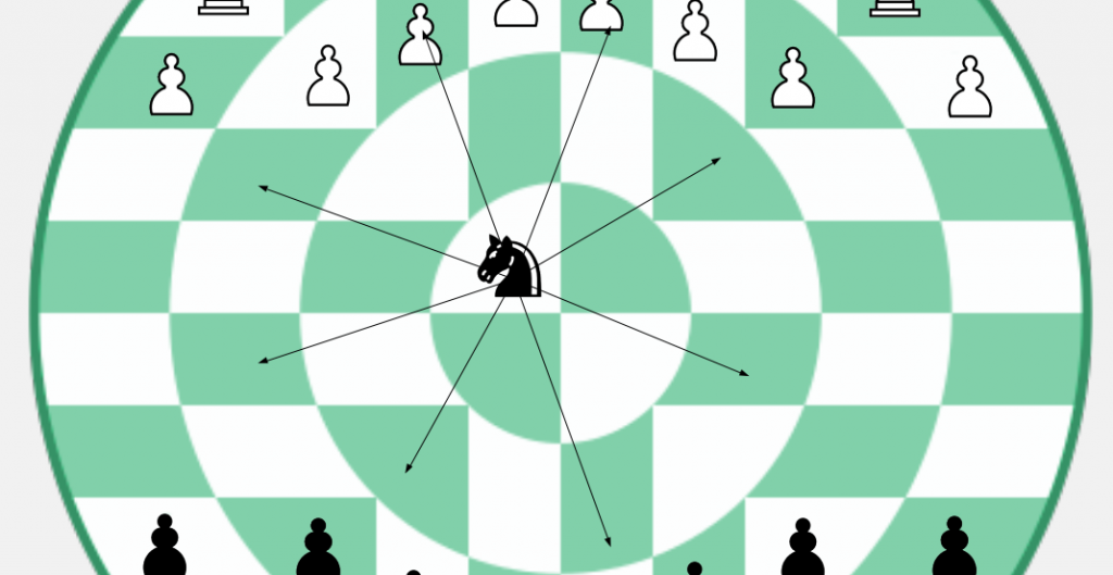 Símbolo De Tabuleiro De Xadrez Contemporâneo Em Botões Circulares